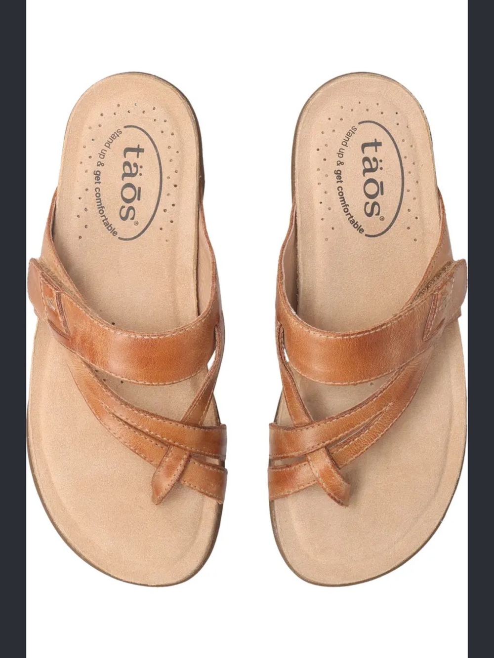 Taos Footwear Perfect Toe Loop Women's Brown Leather Comfort Sandals Size 9